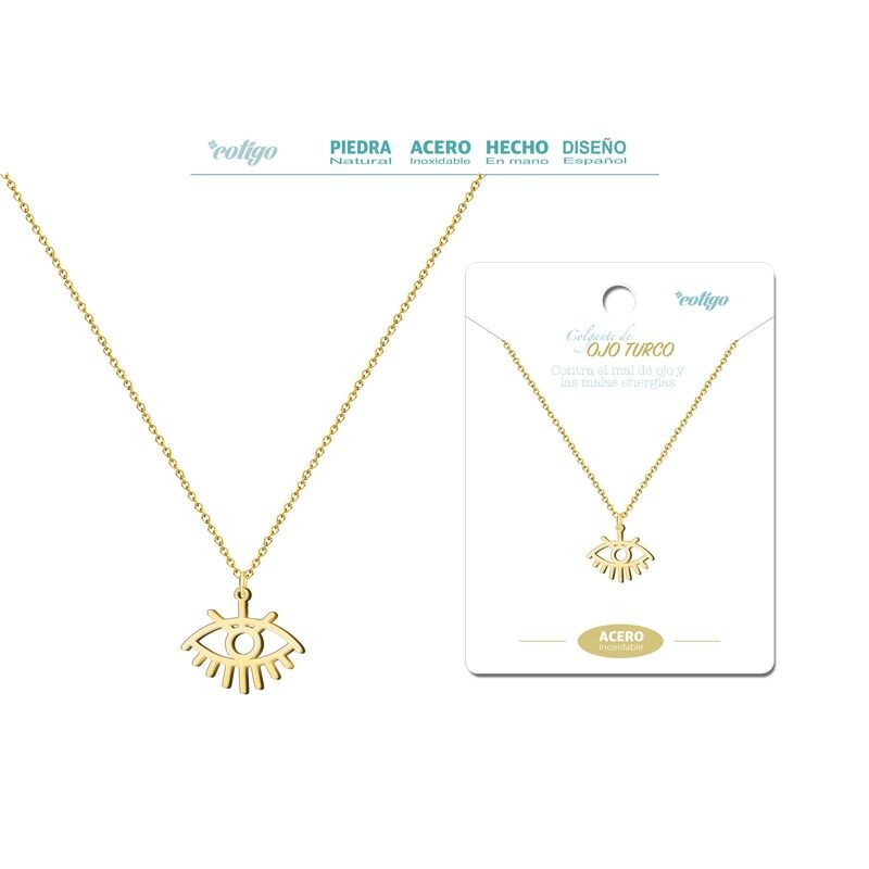 Colgante Ojo Turco Acero Dorado - Coleccion Colgantes amuletos